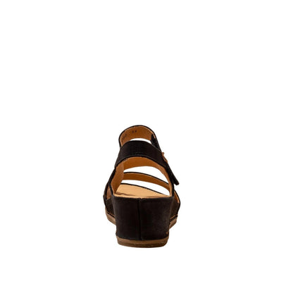 El Naturalista Black Embellished Leather Block Sandals with Buckle