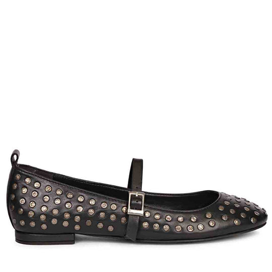 Saint Aleah Black Studded Ballerina