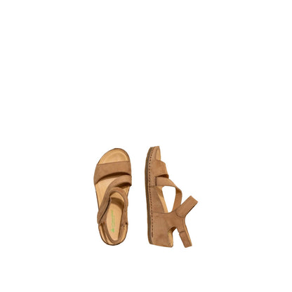 El Naturalista Honey Embellished Leather Block Sandals with Buckle