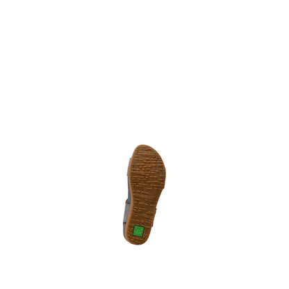 El Naturalista Vaquero Embellished Leather Block Sandals with Buckle
