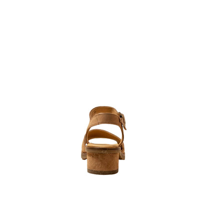 El Naturalista Honey Embellished Leather Block Sandals with Buckle