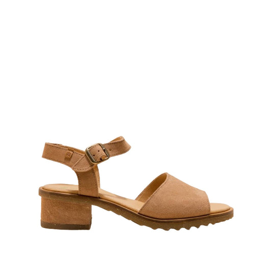 El Naturalista Honey Embellished Leather Block Sandals with Buckle