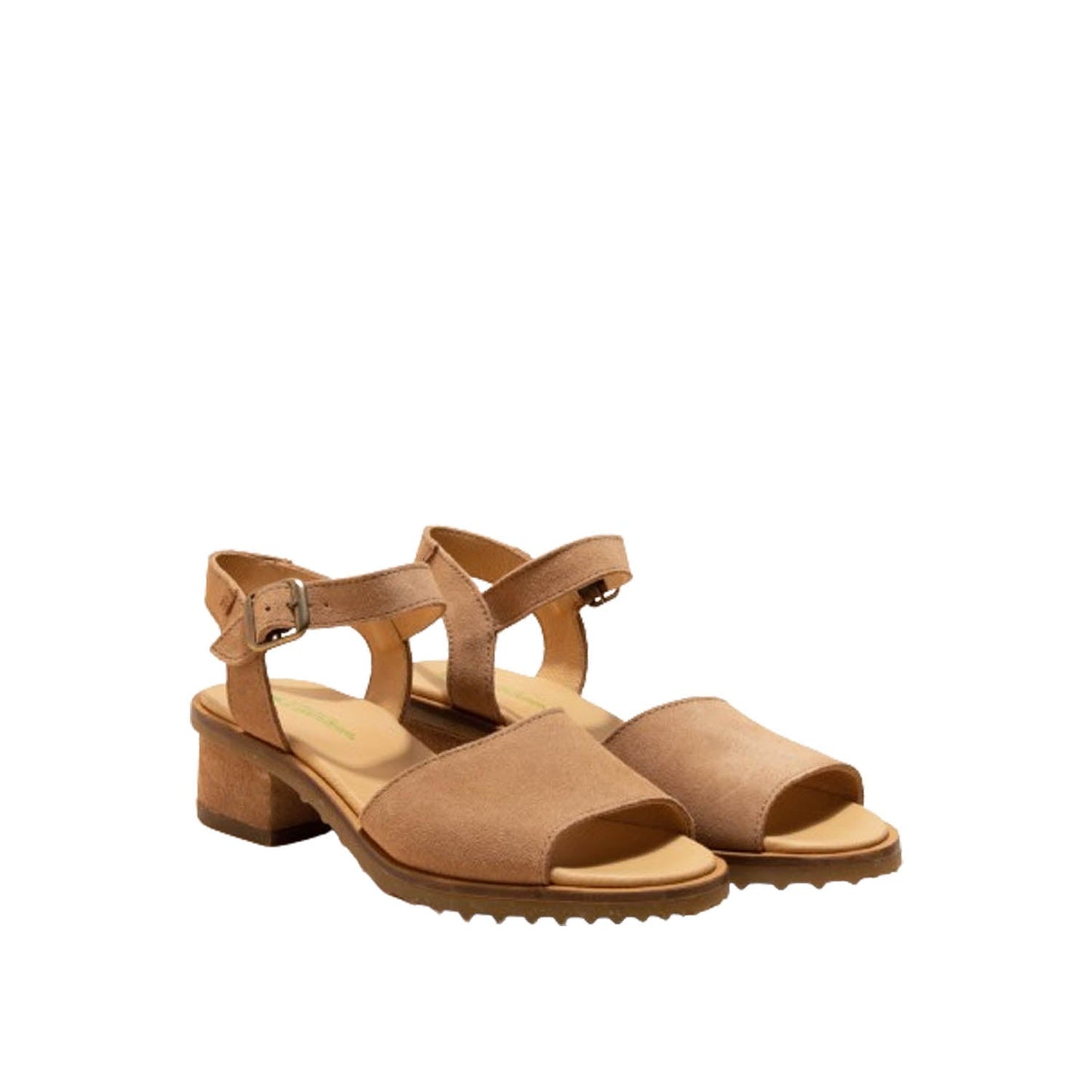 El Naturalista Honey Embellished Leather Block Sandals with Buckle