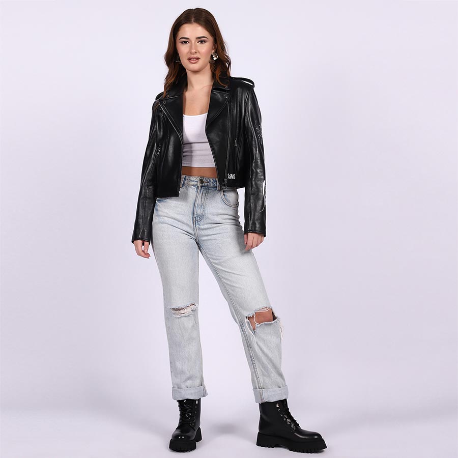 Saint Saira Black Leather Women Jackets