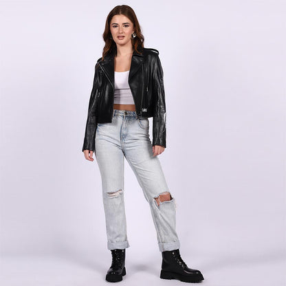 Saint Saira Black Leather Women Jackets