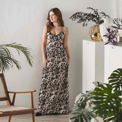 Saint Womens Ivory Cut-out Waist Maxi Dress