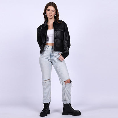 Saint Rosine Women Black Leather Jackets