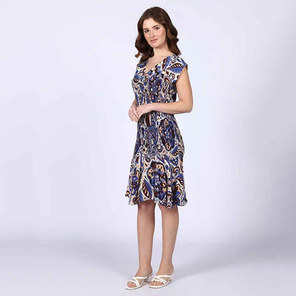 Saint Womens Blue Multicolour Viscose Mini Dress