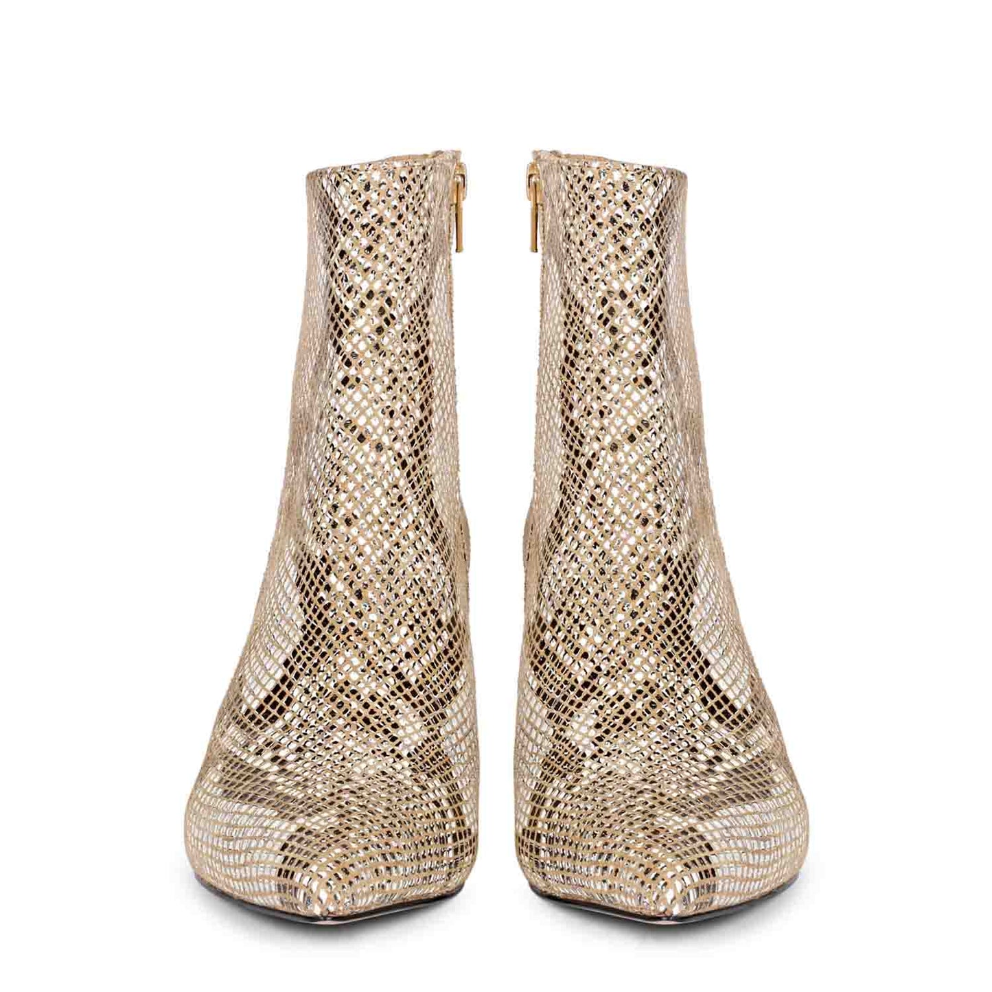 Trendy snake print ankle boots with kitten heels by Saint Lottie.