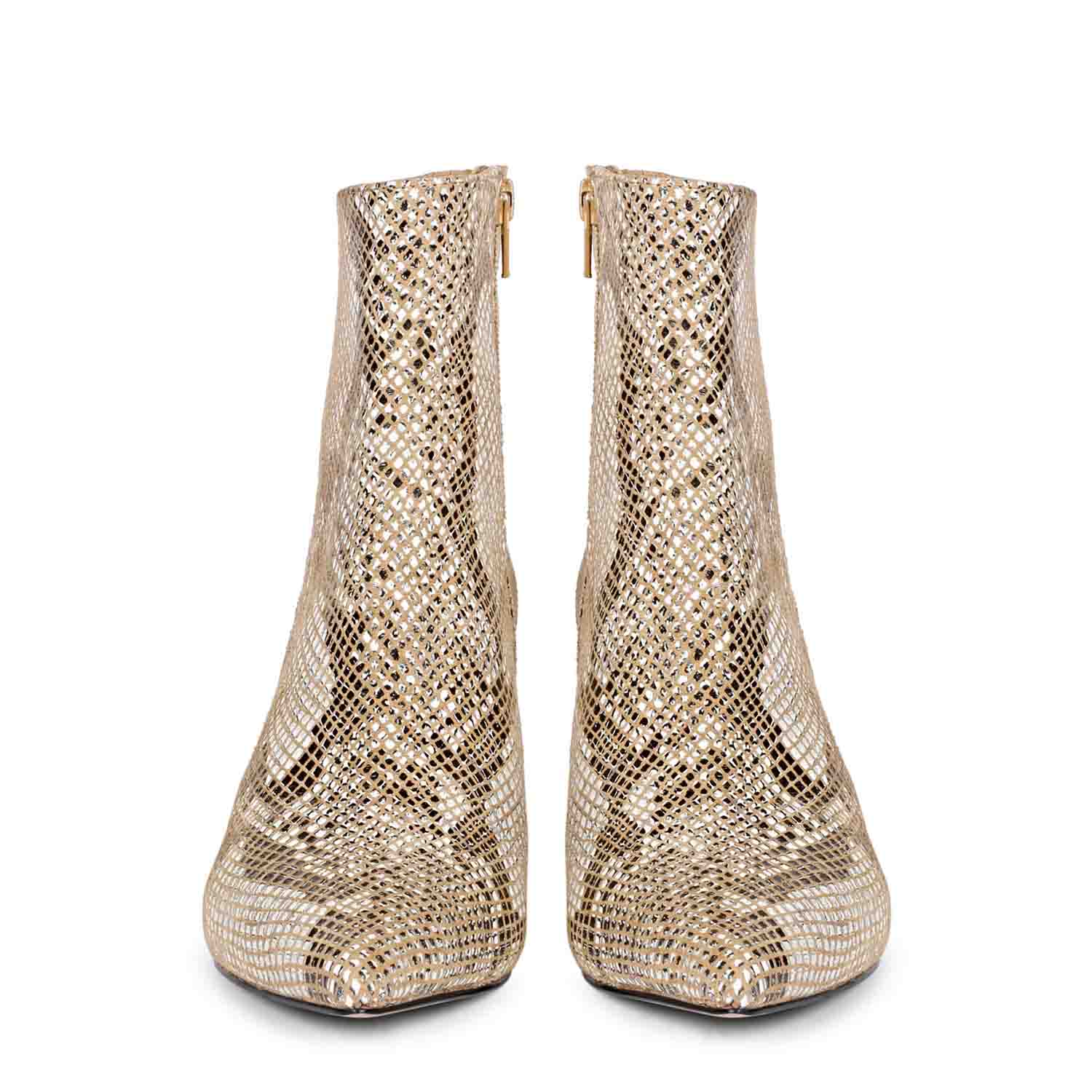 Trendy snake print ankle boots with kitten heels by Saint Lottie.