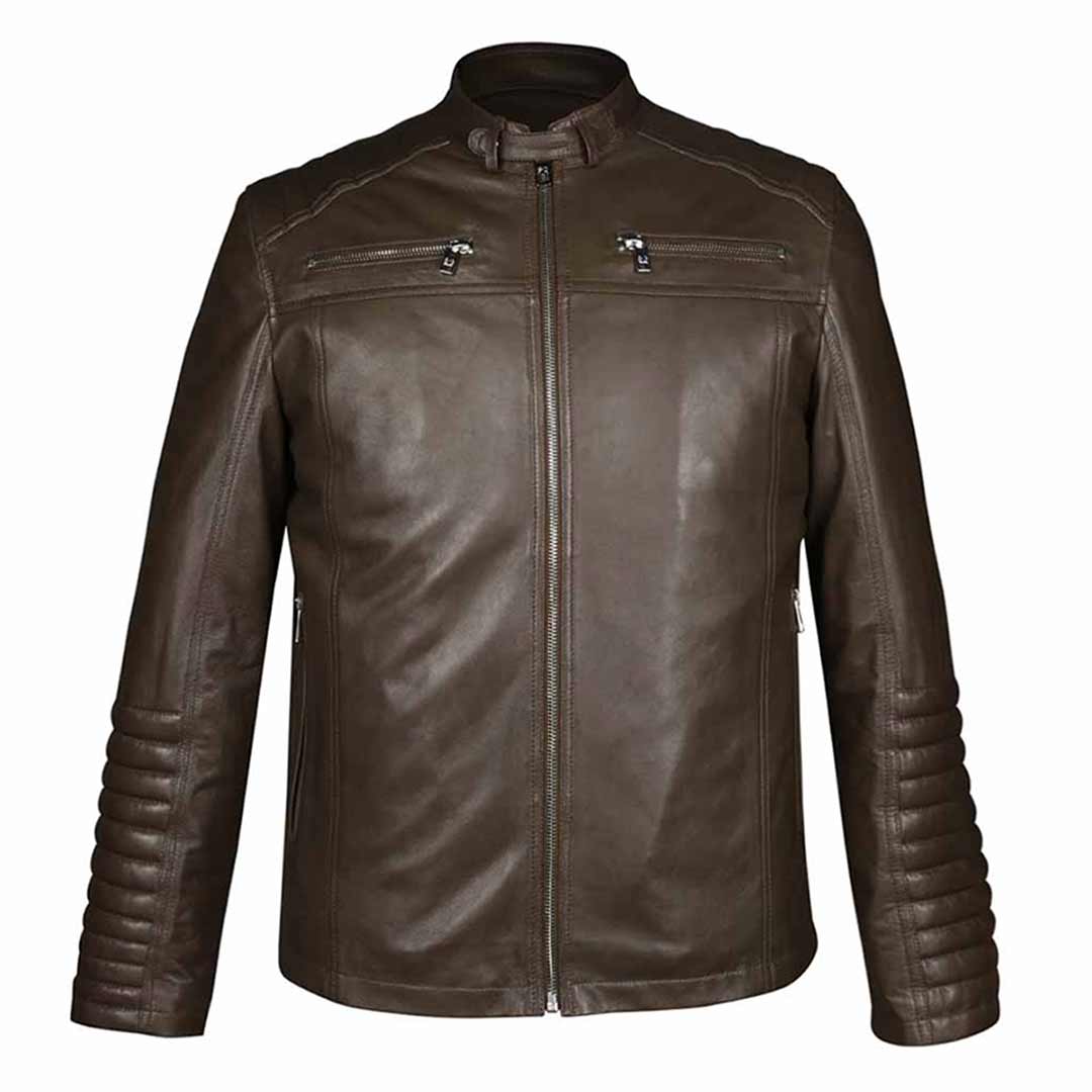 Saint Agostino Brown Leather Men's Cafe Racer Jackets
