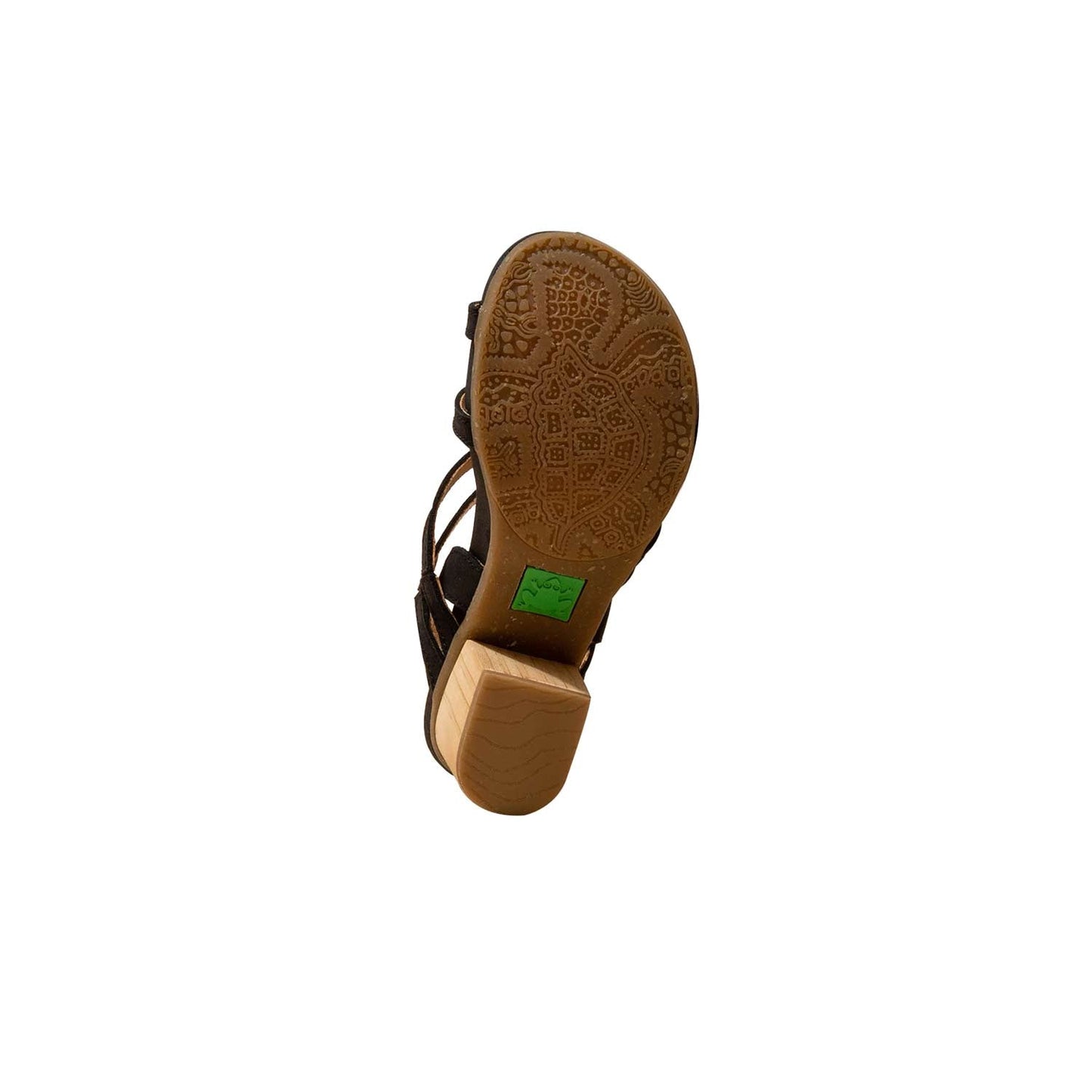El Naturalista Black Embellished Leather Block Sandals with Buckle
