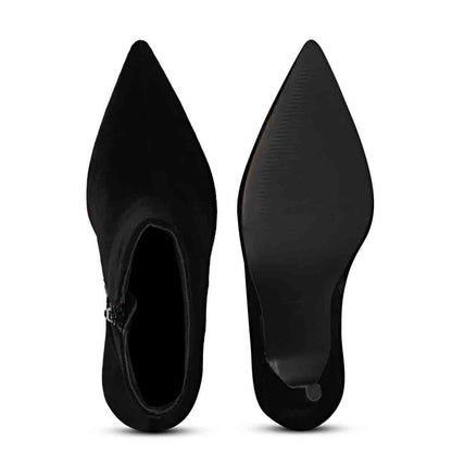 Saint Vienna Black Stretch Suede Zipper Ankle Boots