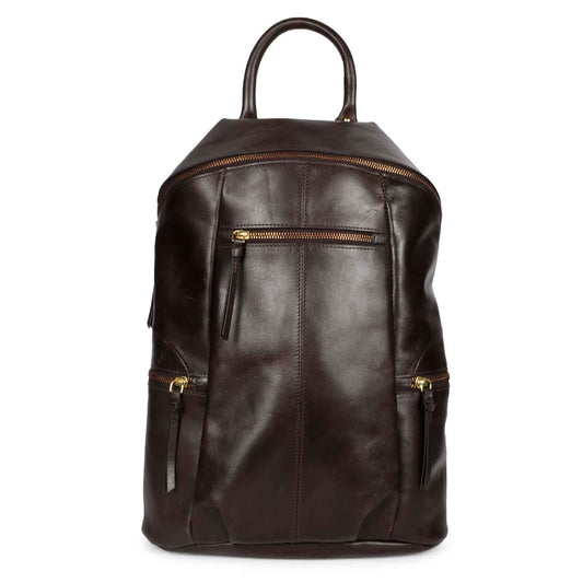 Favore Dark Brown Leather Oversized Structured Backpacks