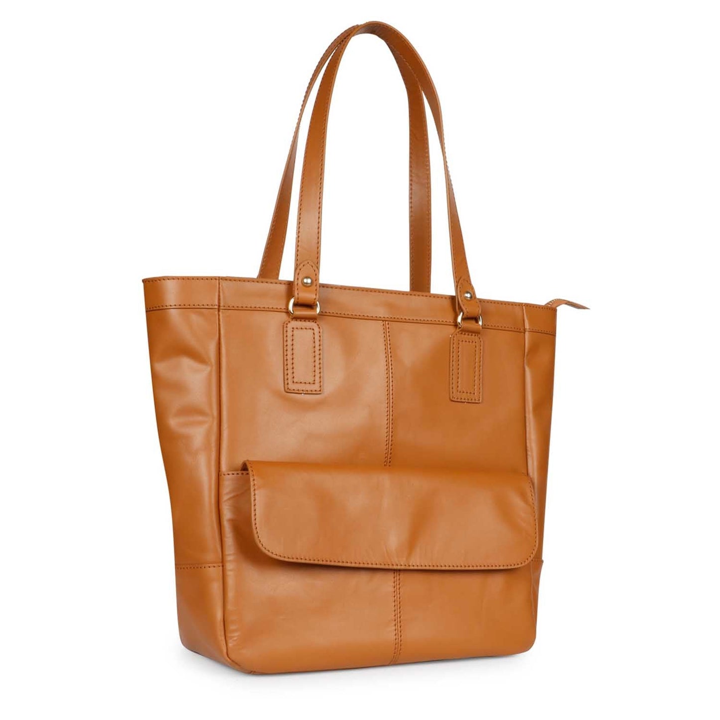 Favore Tan Leather Structured Shoulder Bag