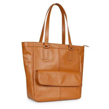 Favore Tan Leather Structured Shoulder Bag