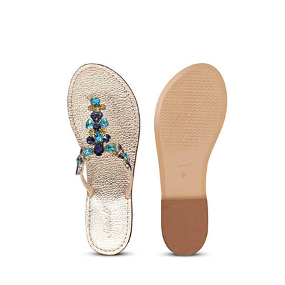Saint Fleur Multi Stone Embellished Natural Leather Flats