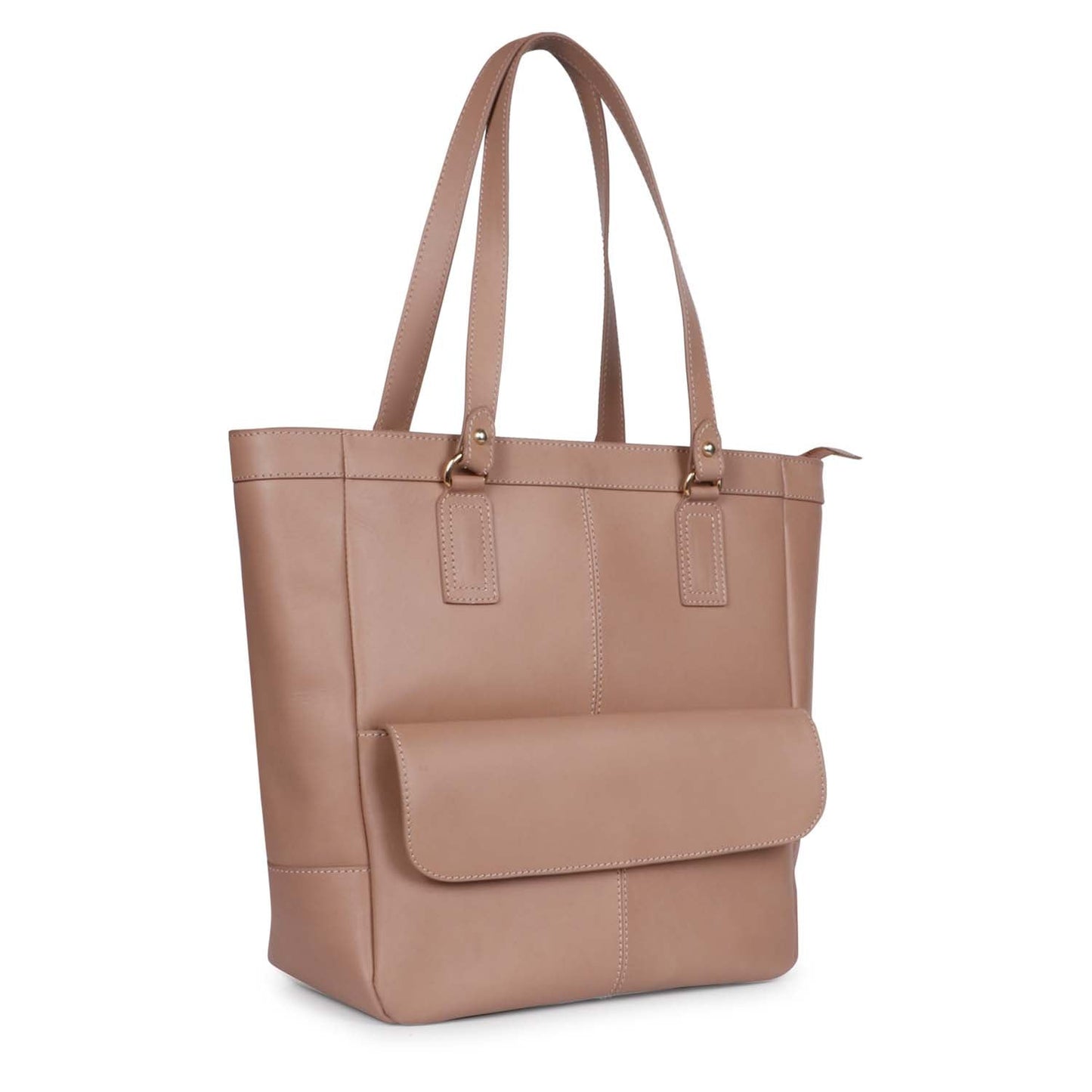 Favore Peach Leather Structured Shoulder Bag