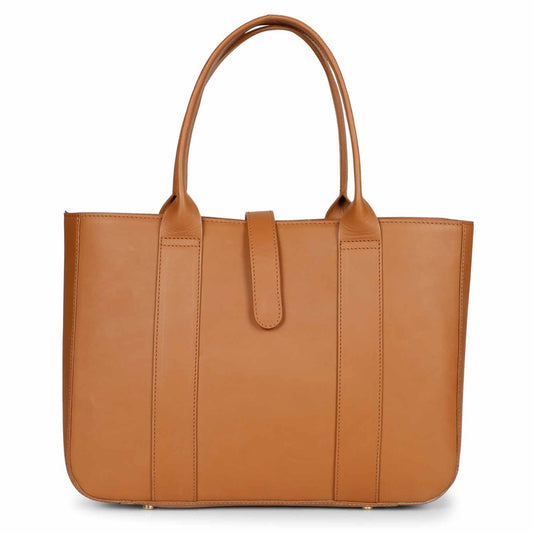 Favore Brown Leather Oversized Structured Gorgeous Handheld Bag
