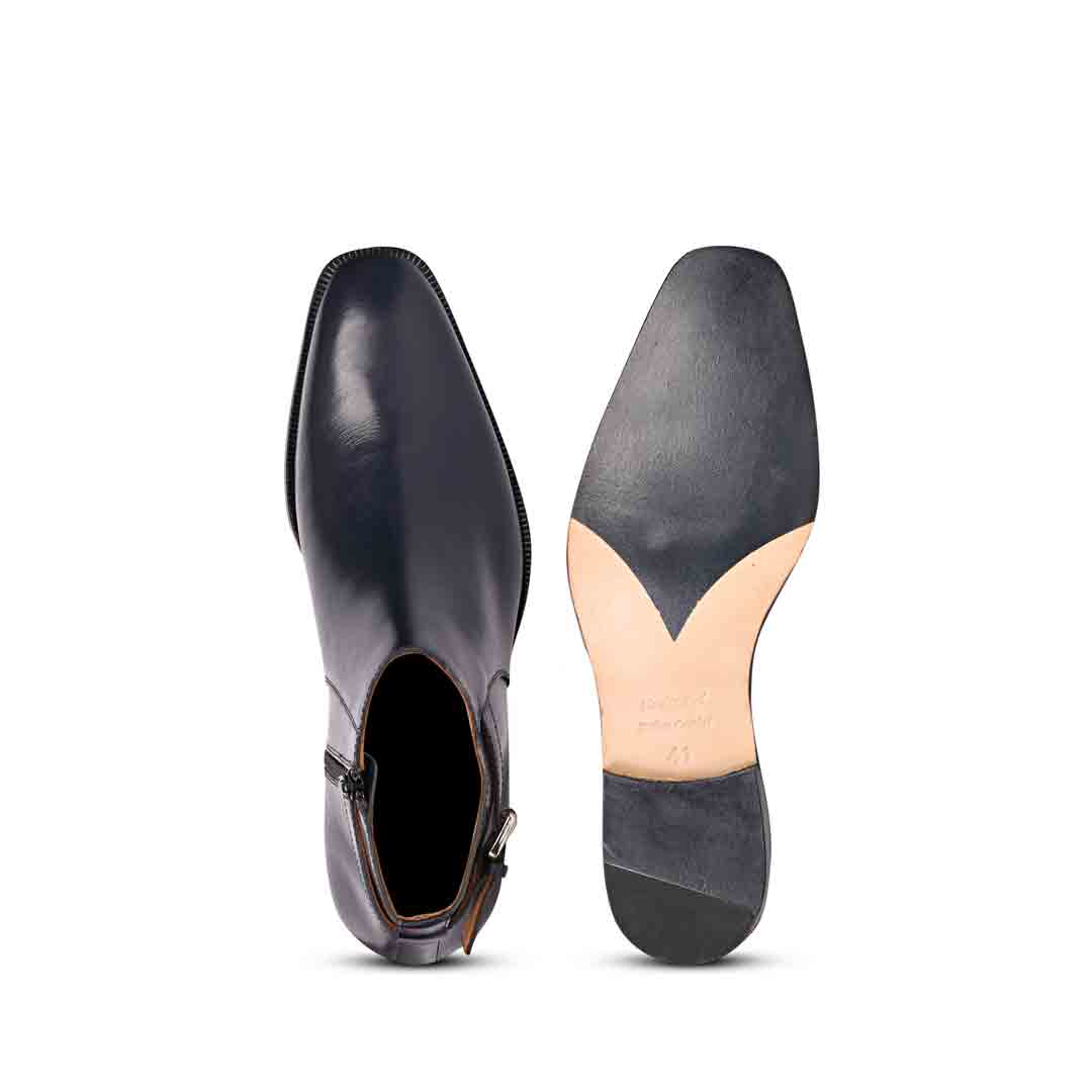Saint Italiano Blue Abrasivato Leather Ankle Boots