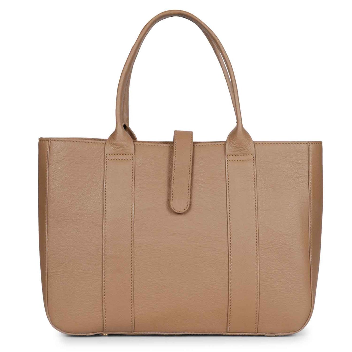 Favore Brown Leather Oversized Structured Handheld Bag