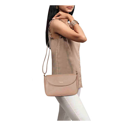 Favore Peach Womens  Leather Structured Sling Bag