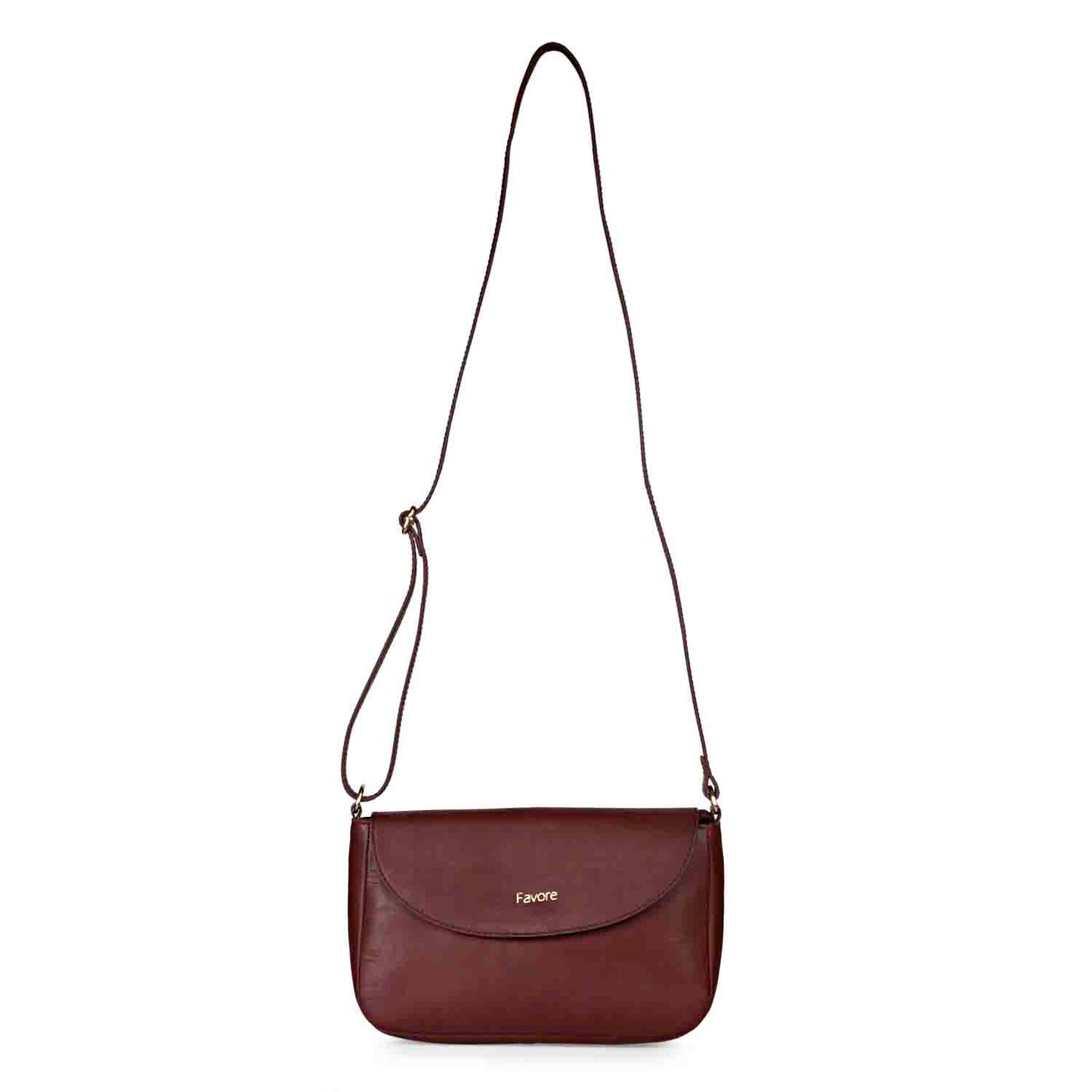 Favore Dark Brown Womens  Leather Structured Sling Bag