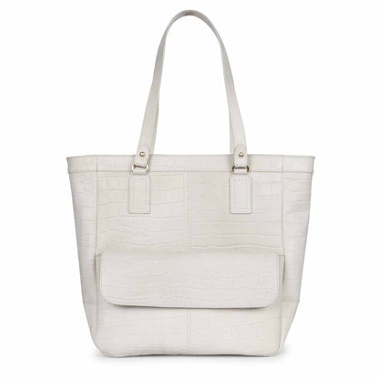 Favore Women Ivory Leather Structured Shoulder Bag