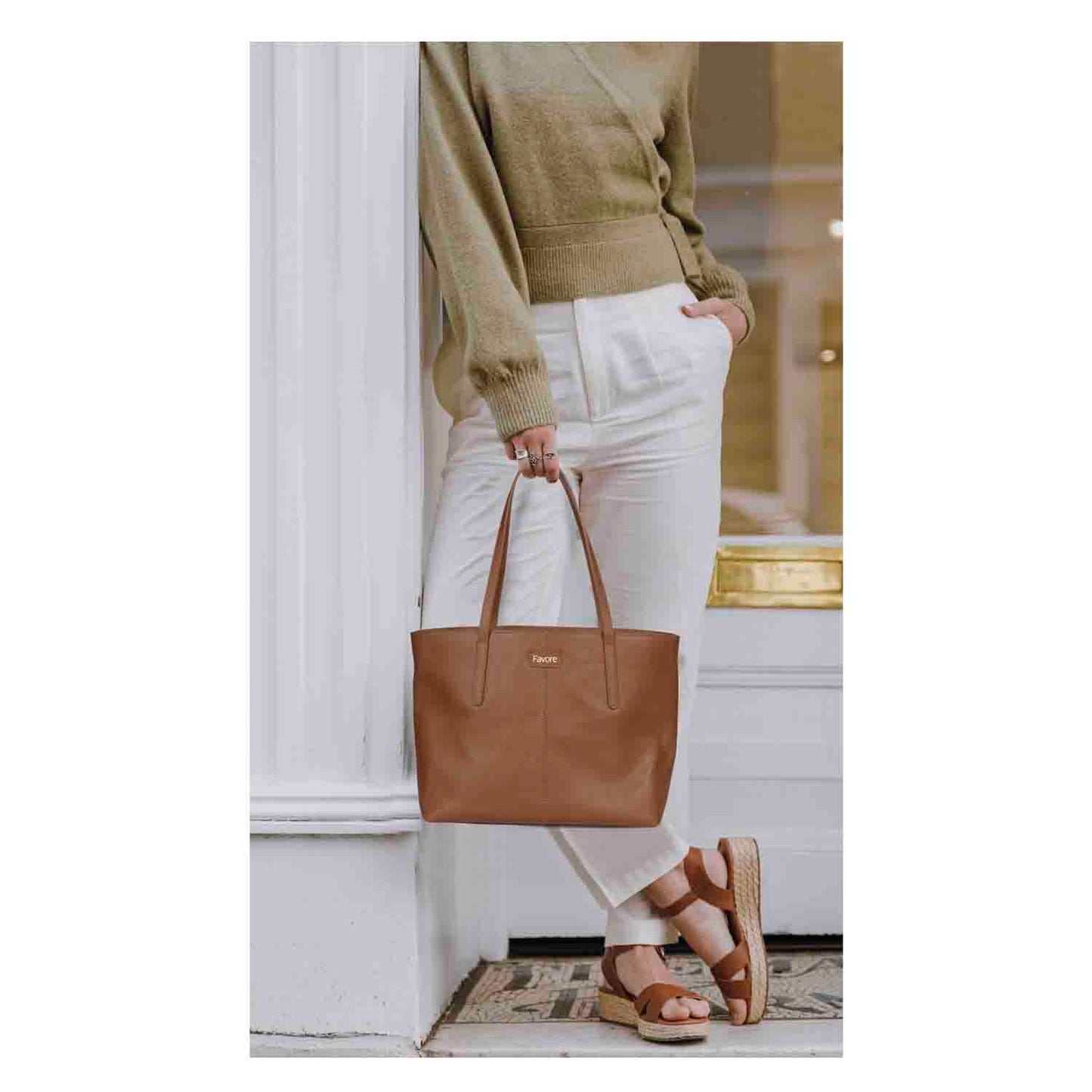 Favore Dark Brown Leather Structured Shoulder Bag