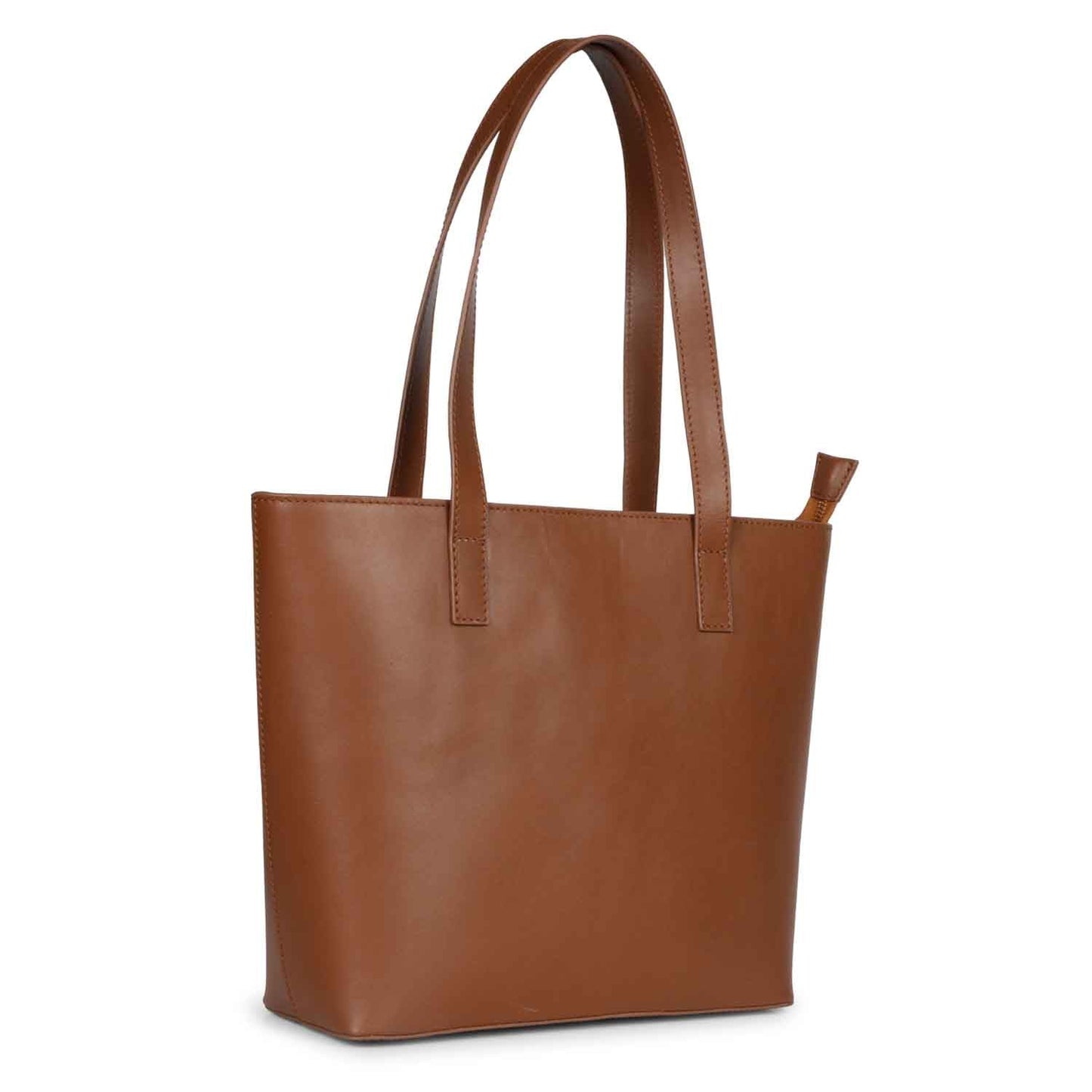 Favore Textured Brown Leather Structured Shoulder Bag With a Small Pouch