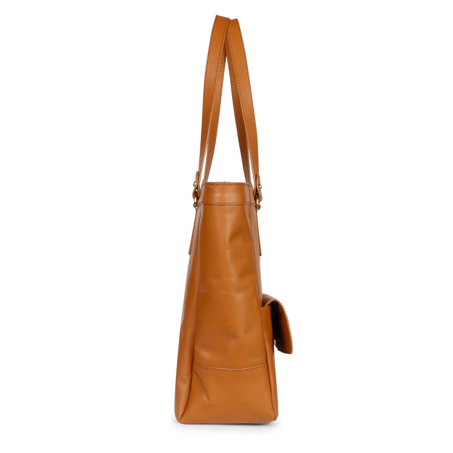 Favore Tan Leather Structured Shoulder Bag