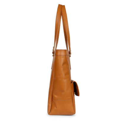 Favore Tan Leather Structured Shoulder Bag