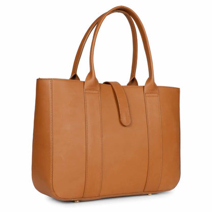 Favore Brown Leather Oversized Structured Gorgeous Handheld Bag