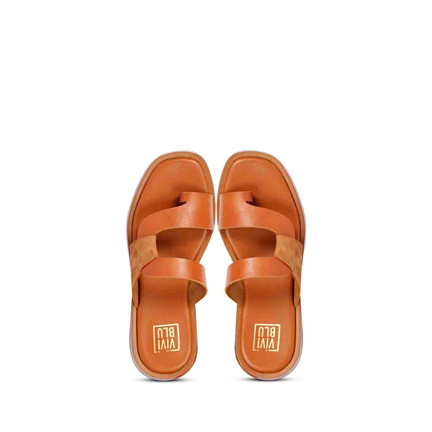 ViviBlu Tan Leather Platform Sandals
