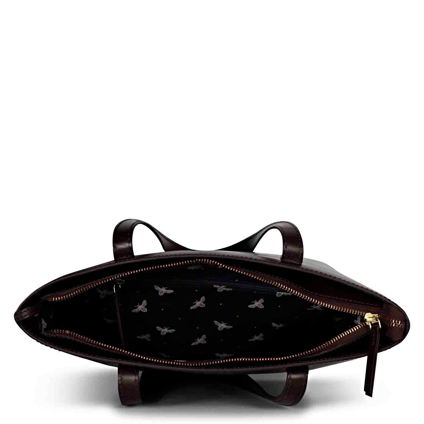 Favore Textured Dark Brown Leather Structured Shoulder Bag With a Small Pouch