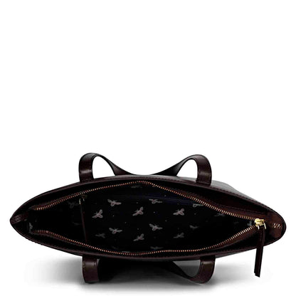Favore Textured Dark Brown Leather Structured Shoulder Bag With a Small Pouch