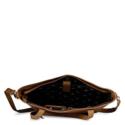 Favore Tan Leather Structured Shoulder Bag