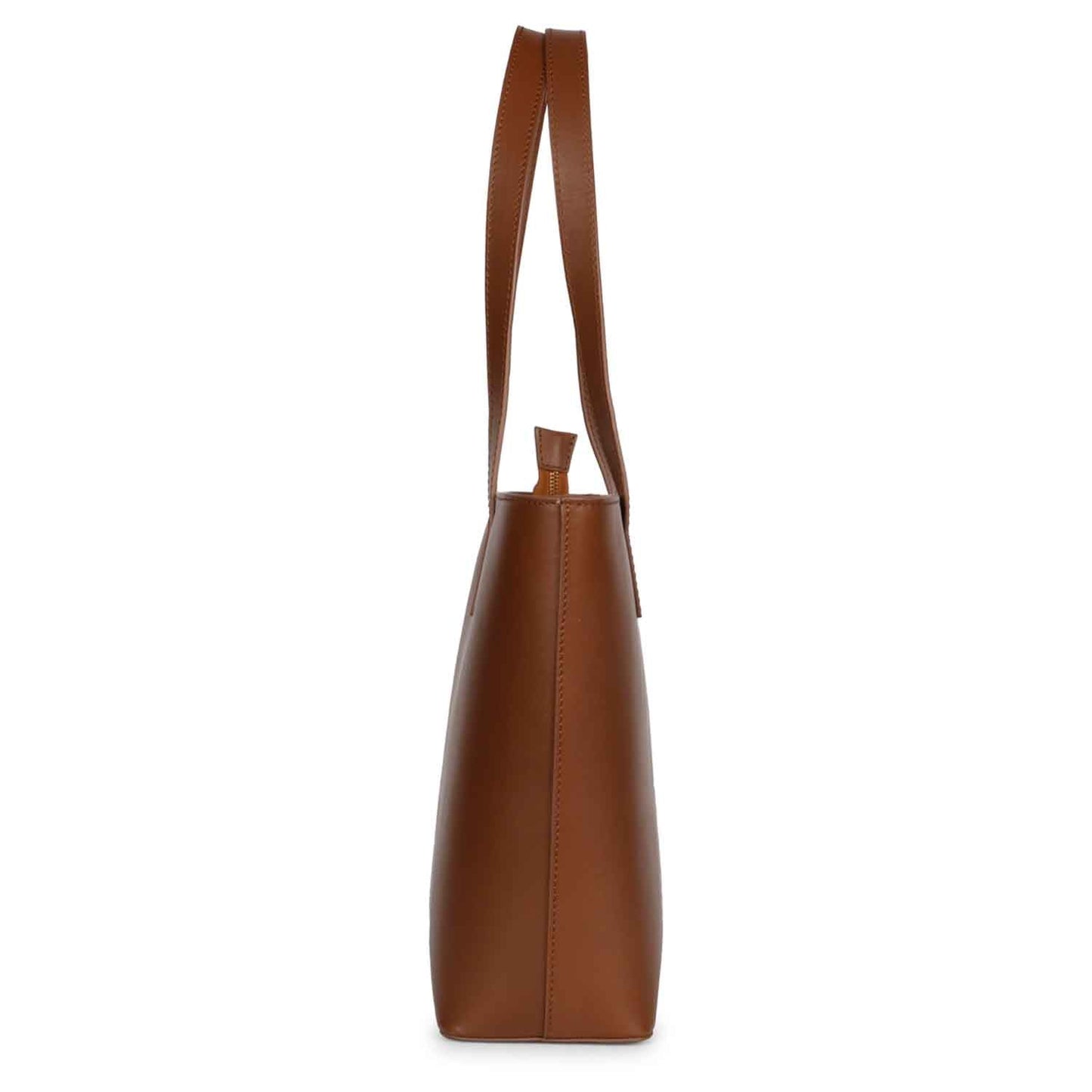 Favore Textured Brown Leather Structured Shoulder Bag With a Small Pouch