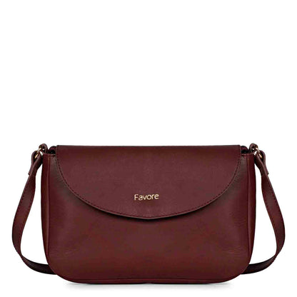 Favore Dark Brown Womens  Leather Structured Sling Bag