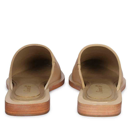 Saint Jules Beige Leather Flat Mules