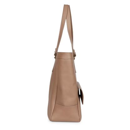 Favore Peach Leather Structured Shoulder Bag