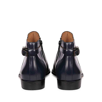 Saint Italiano Dark Blue Two Color Toned Leather Ankle Boots