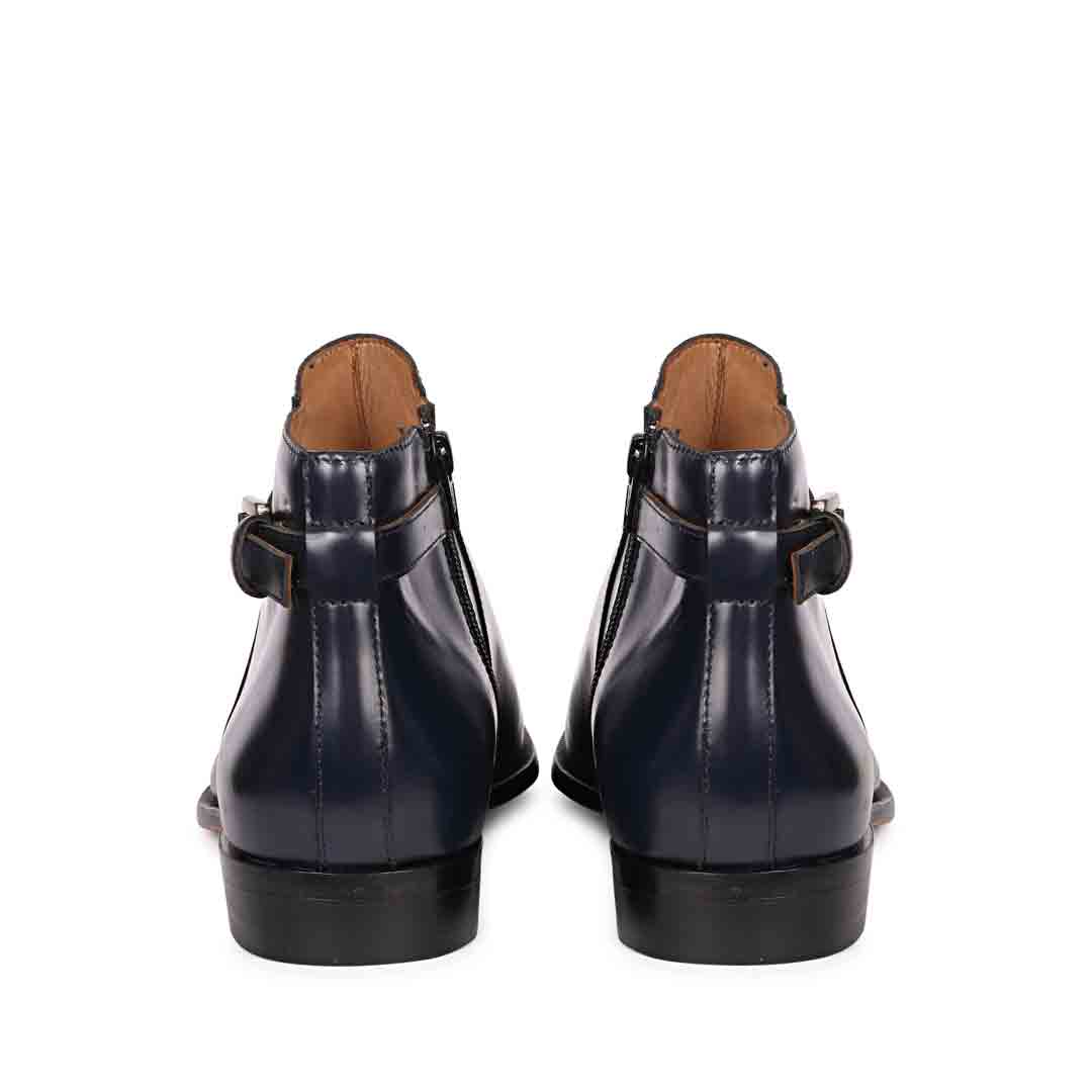 Saint Italiano Blue Abrasivato Leather Ankle Boots
