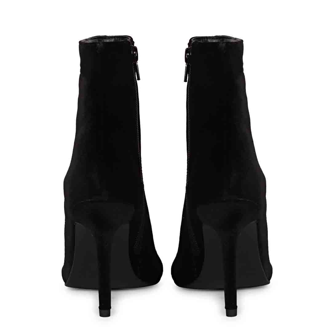 Saint Vienna Black Stretch Suede Zipper Ankle Boots
