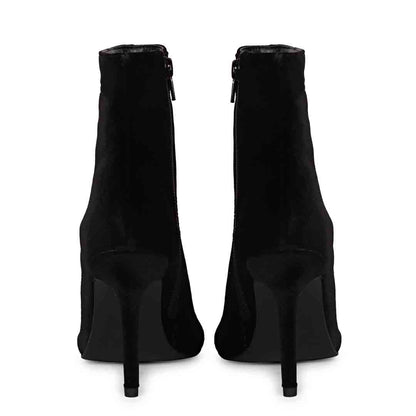 Saint Vienna Black Stretch Suede Zipper Ankle Boots