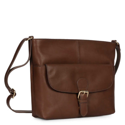 Favore Brown Womens  Leather Structured Sling Bag