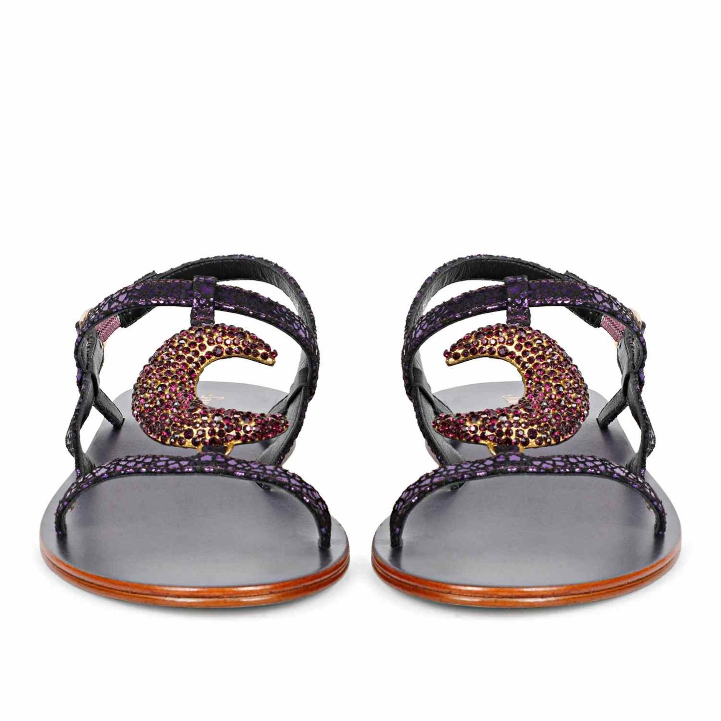 Saint Daisy Purple Leather Flat Sandal