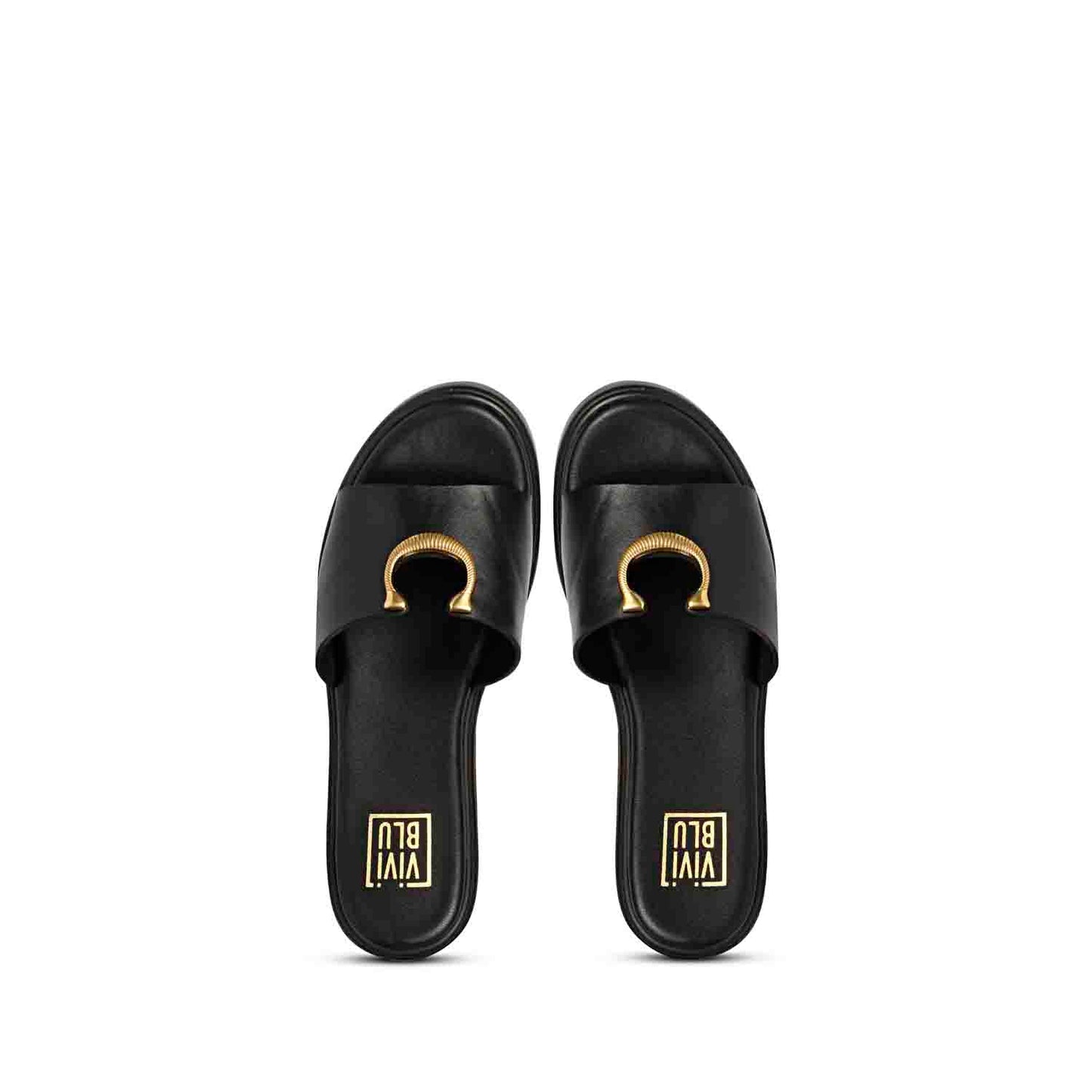 Nala Black Leather Platform Sandals