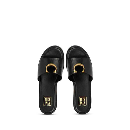 Nala Black Leather Platform Sandals