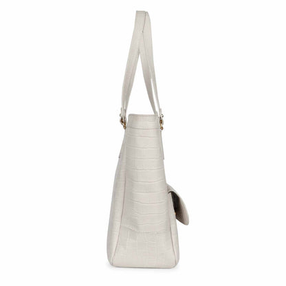 Favore Women Ivory Leather Structured Shoulder Bag